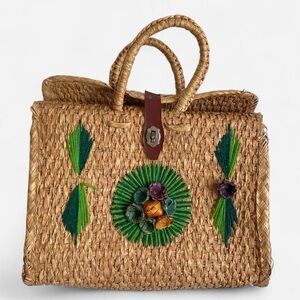 Vintage woven straw basket bag
